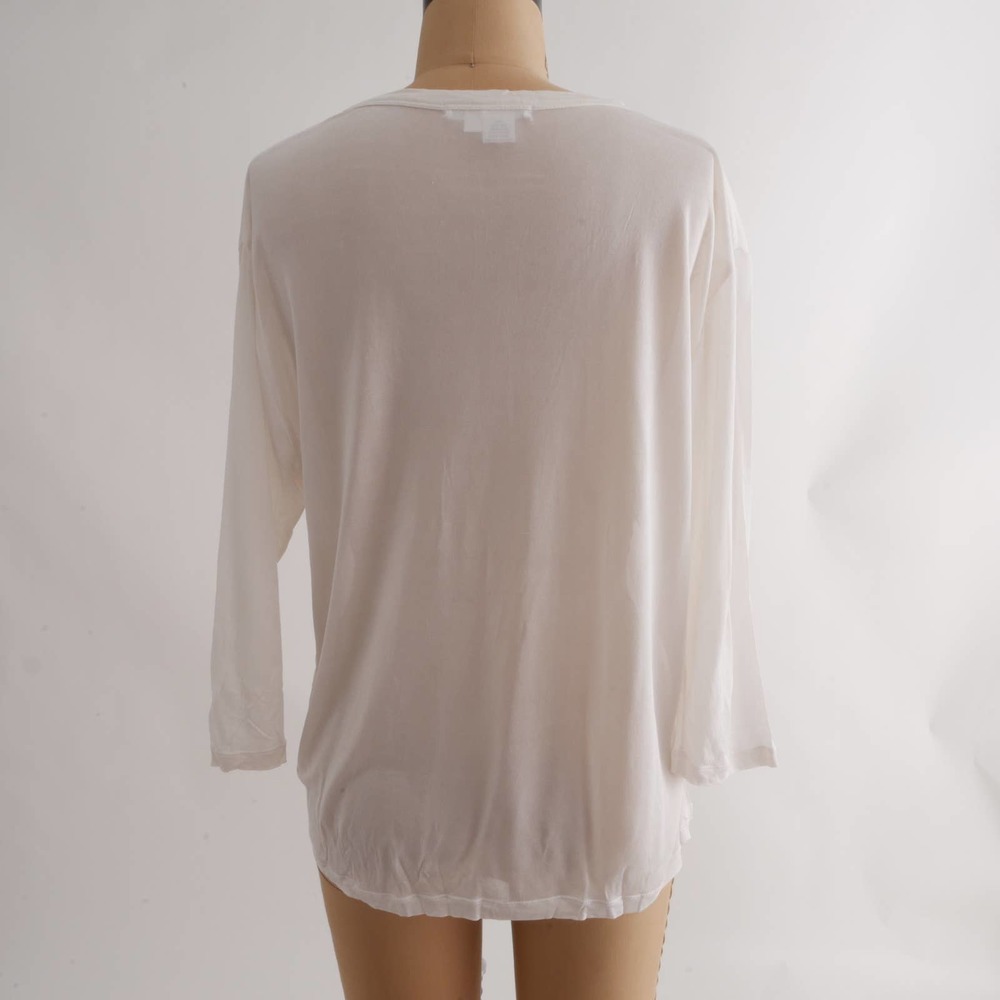 white silk t-shirt | Vintage Winter Silks pure white v-neck paper-thin tee XL - Picture 6 of 9